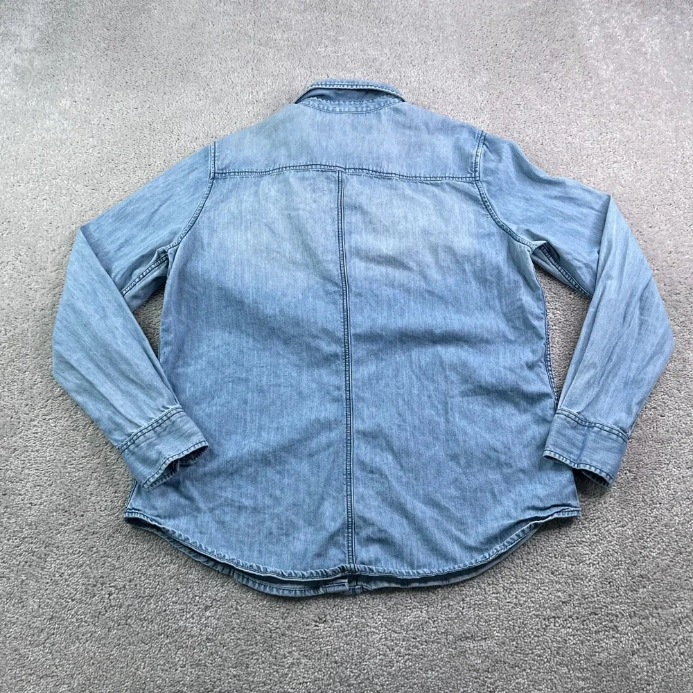 Joe Fresh Top Womens Large Blue Denim Button‎ Down Long Sleeve Pocket Shirt